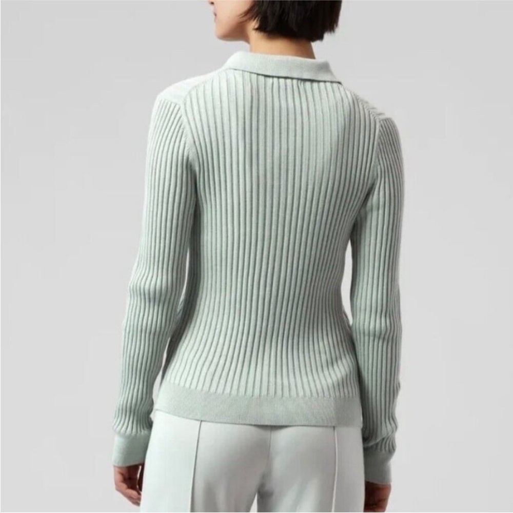 Athleta L Aqua Blue Ribbed Long Sleeve Sweater - Picture 2 of 6